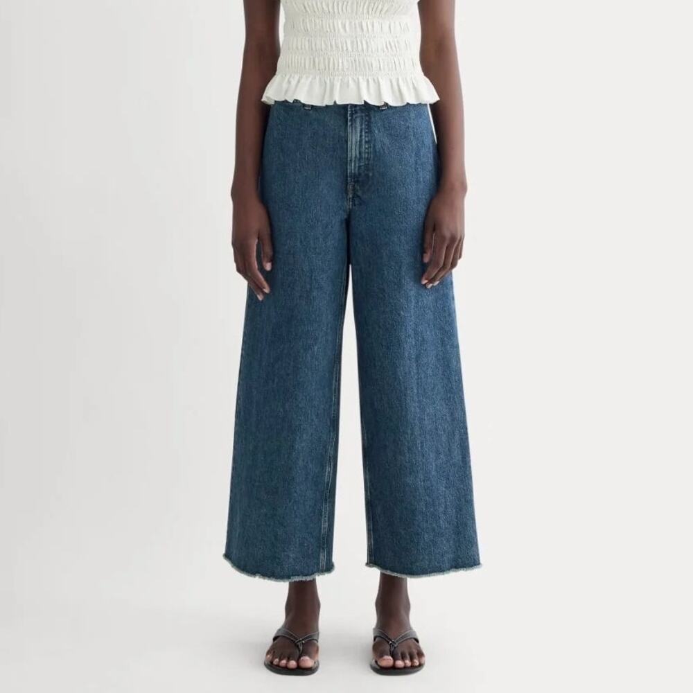 Everlane The Mariner Cropped Frayed Hem Jean Mid Indigo Size 31 Regular NWT